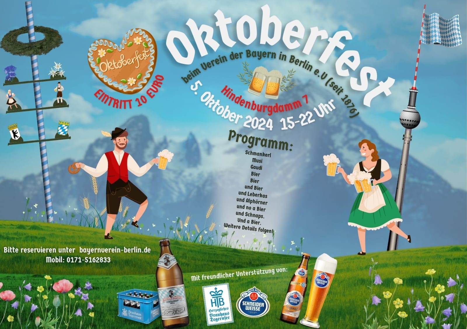 DAS Oktoberfest 2024 in Berlin: Beim Verein der Bayern in Berlin e.V. auch dieses Jahr wieder am 05.10.24